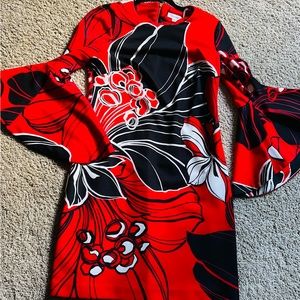 Calvin Klein beautiful dress in red and black floral. Size 8